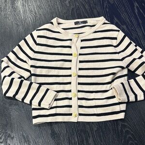 Elegant Striped Black and Cream Cardigan